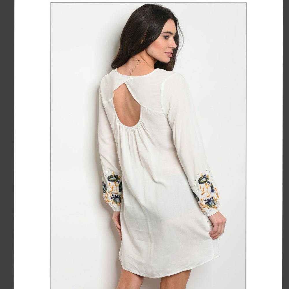 💋IVORY  PRINT BORDER DRESS