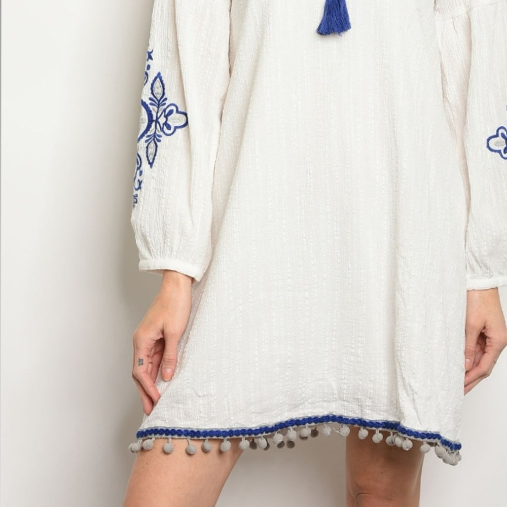 💦boho chic Tonic white and blue dress 💦