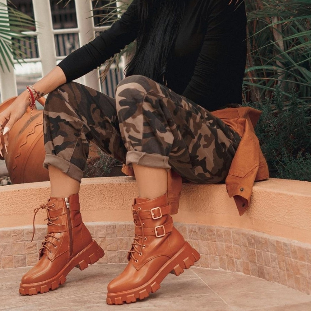 Just In Kashia Combat boot Tan color