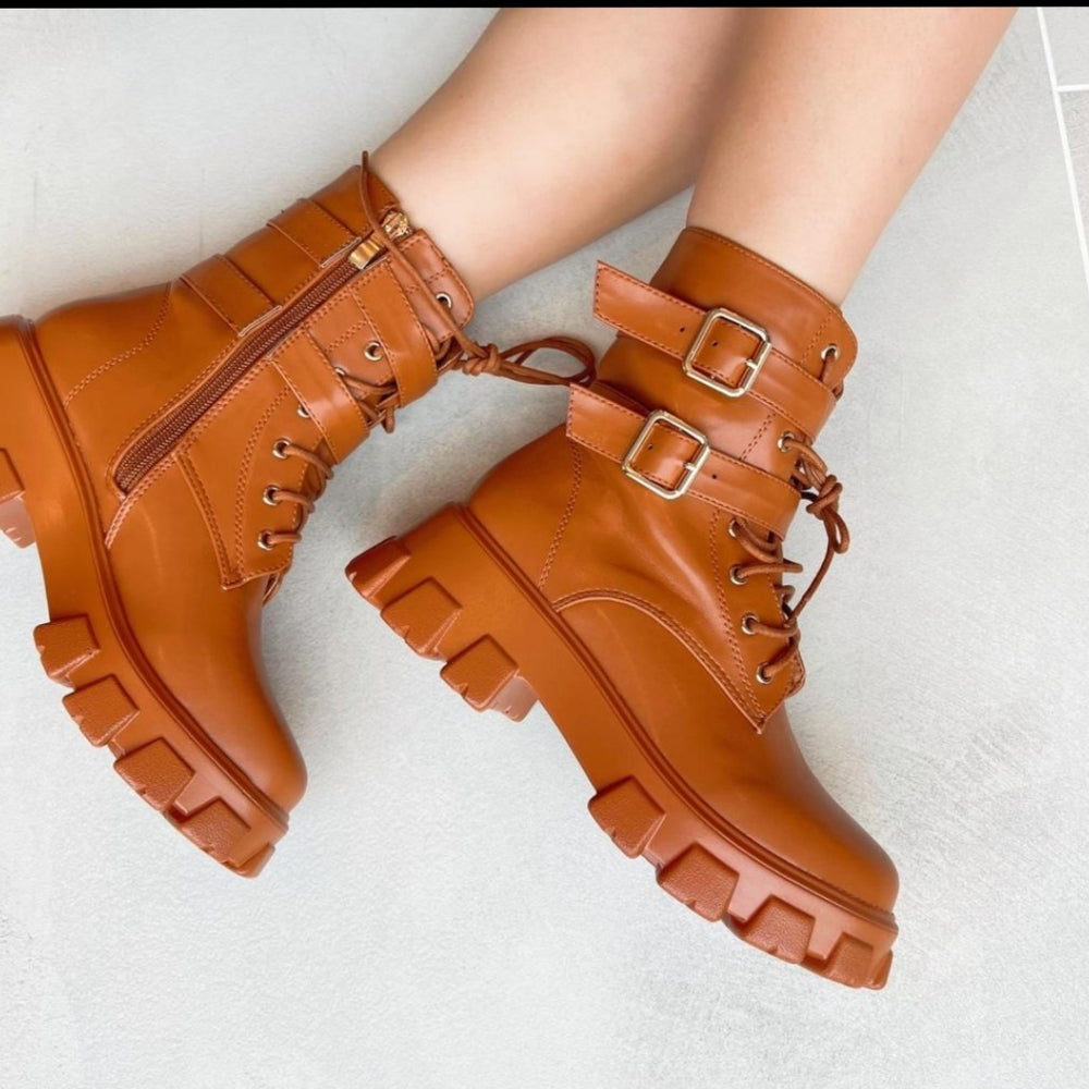 Just In Kashia Combat boot Tan color