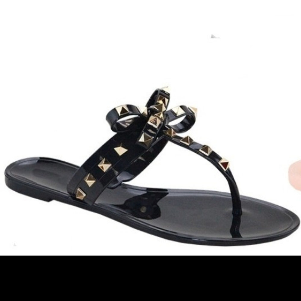 Just In 💓 Bow & Rhinestone Decor  Sandals Black