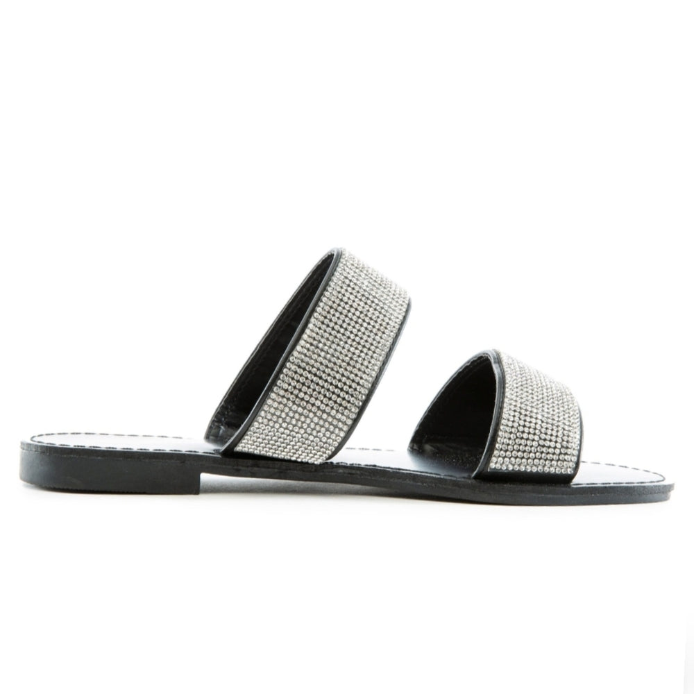 Just In!!! Diamonds black doble Strap Sandals