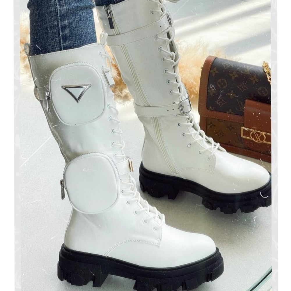 White combat boots