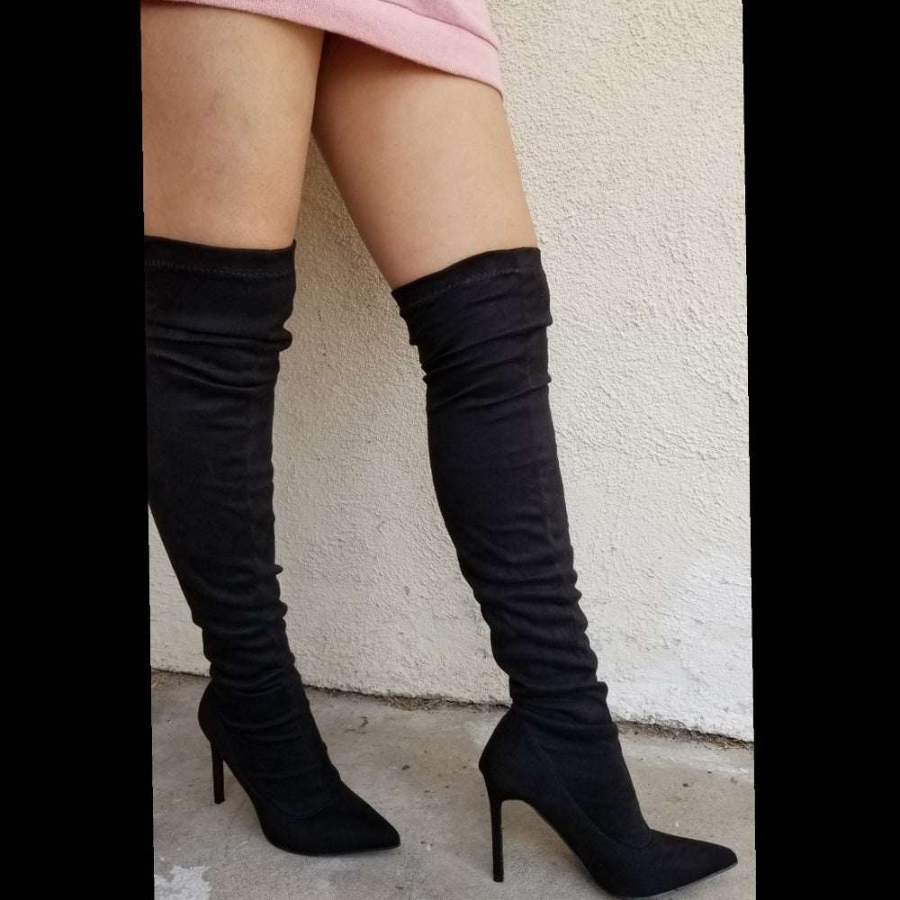 8.5, 9, 10 Low Stock  Into It - Black boots over knee