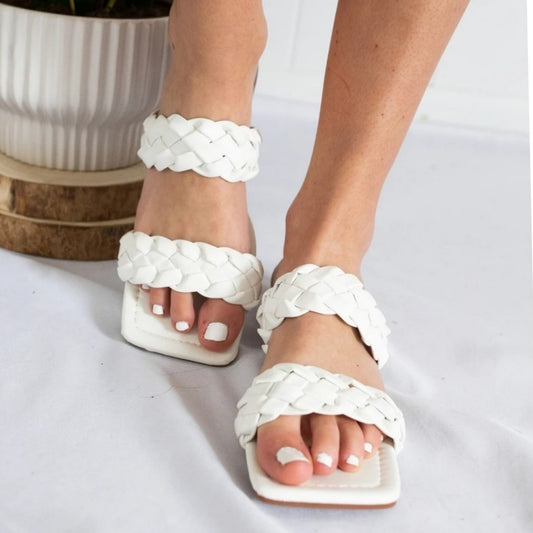 Crossing Paths" Double Braided Slide-On Sandals -