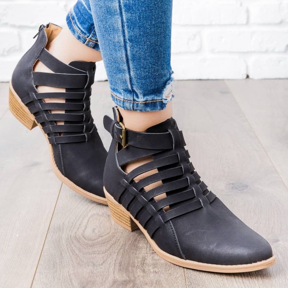 ❣ 7 ❣BLACK DISTRESS CAGED ANKLE