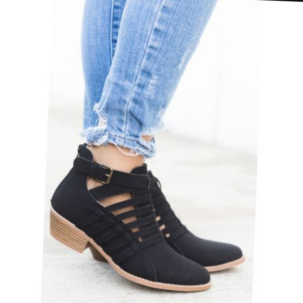 ❣ 7 ❣BLACK DISTRESS CAGED ANKLE