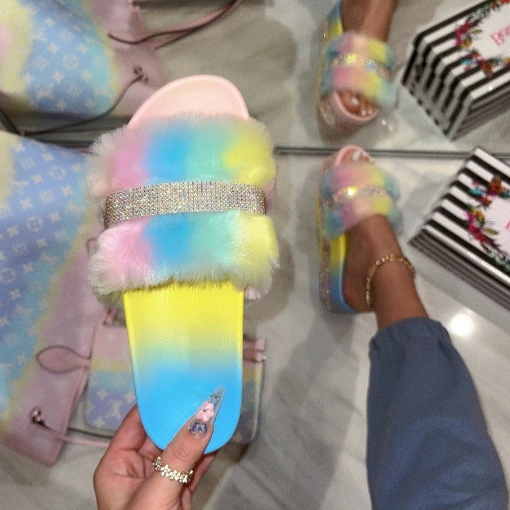 Just In 💓FUR SLIDES - MULTI