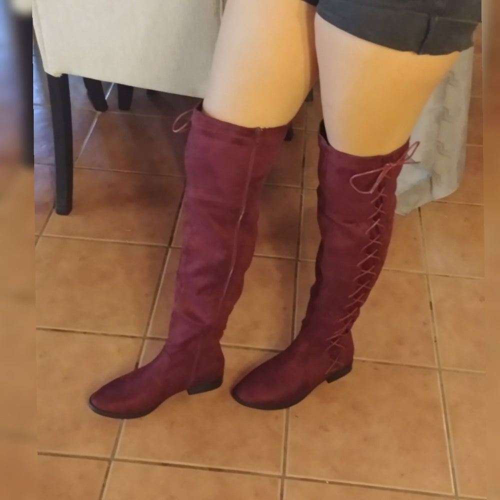 New woman Vegan Suede Boots Over knee