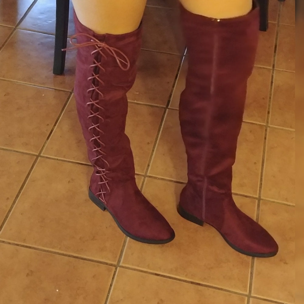 New woman Vegan Suede Boots Over knee