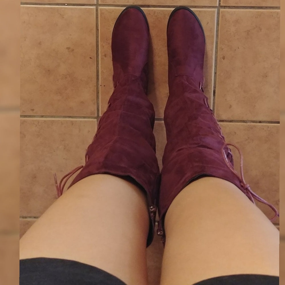 New woman Vegan Suede Boots Over knee