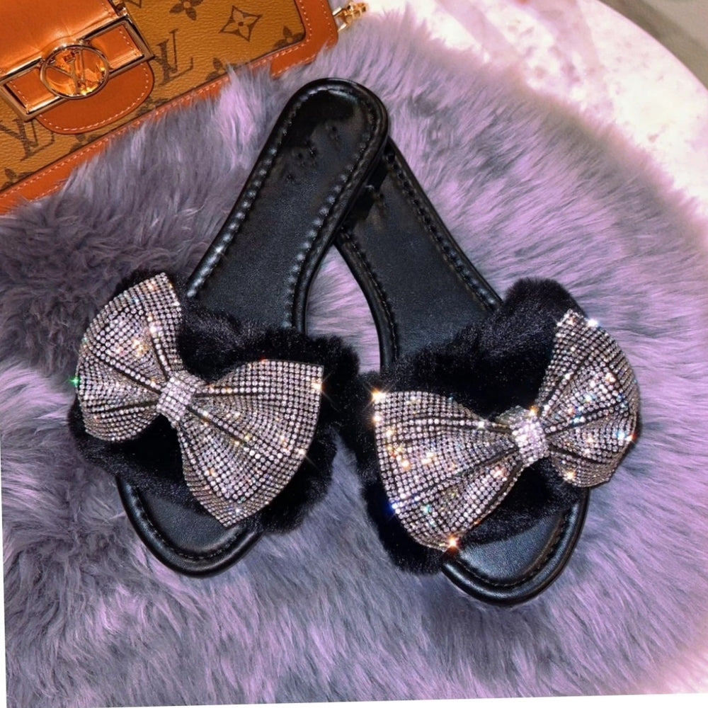 Just In💓 Belle FUR SANDAL - black