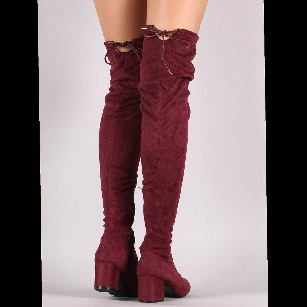 🚨 5.5🚨Boots over the knee  Burgandy Vegan Suede