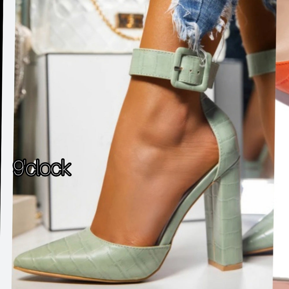 Just In Mint Green Ankle Strap Heels Pointy Toe