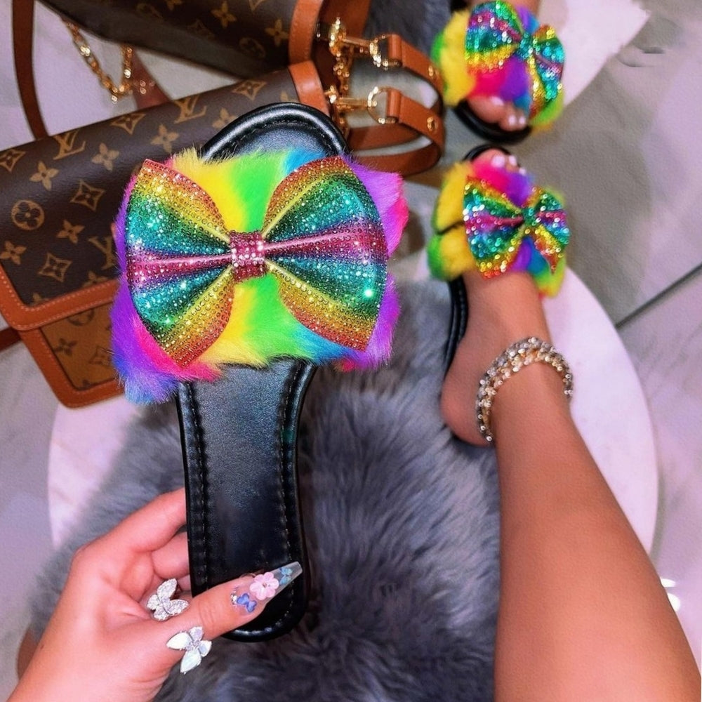 Just in💓 Belle FUR SANDAL - RAINBOW