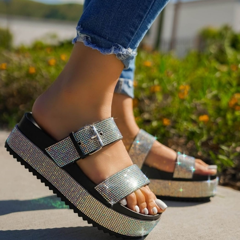 Restocked !💎!RHINESTONE SANDAL-BLACK