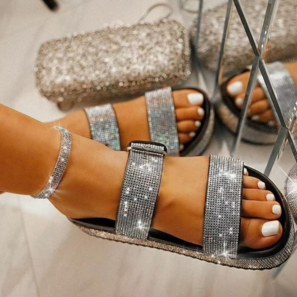 Restocked !💎!RHINESTONE SANDAL-BLACK