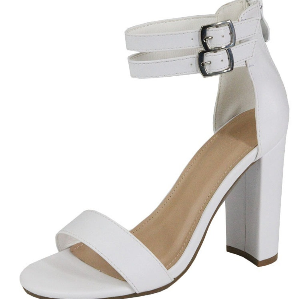 Just In White Heel Double strap